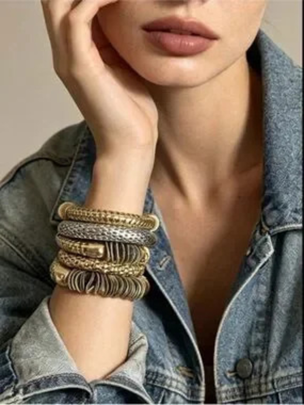 Modern Mixed Metal Coil Bangle Set